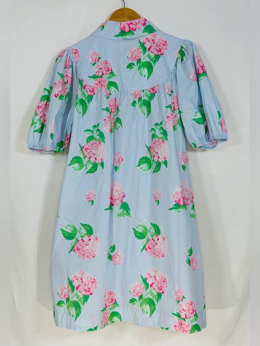 Crown & Ivy Hydrangea Shirt Dress Mini Medium New Cottagecore Cotton Puff Selves - Picture 2 of 6